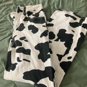 cow print wide leg pants